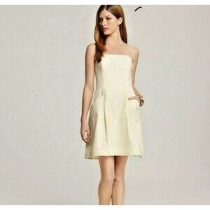 Lilly Pulitzer Size 00 Yellow Seersucker Blossom Strapless Dress Built In Shorts